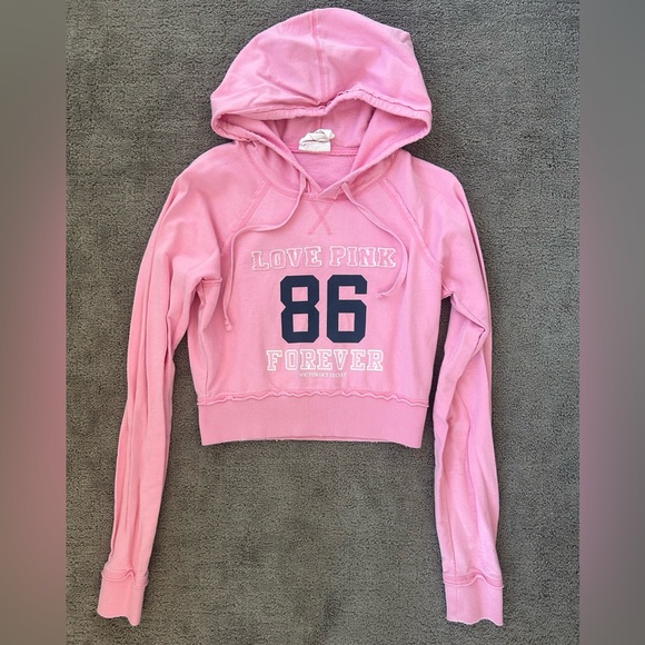 PINK Victoria's Secret Tops - PINK Victoria’s Secret Pink Cropped Hoodie | Lightweight | Size S